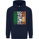 Blood Sweat Rugby and Beers Ireland Funny Mens 80% Cotton Hoodie Navy Blue