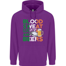 Blood Sweat Rugby and Beers Ireland Funny Mens 80% Cotton Hoodie Purple
