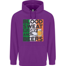 Blood Sweat Rugby and Beers Ireland Funny Mens 80% Cotton Hoodie Purple