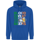 Blood Sweat Rugby and Beers Ireland Funny Mens 80% Cotton Hoodie Royal Blue