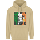 Blood Sweat Rugby and Beers Ireland Funny Mens 80% Cotton Hoodie Sand