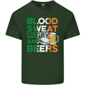 Blood Sweat Rugby and Beers Ireland Funny Mens Cotton T-Shirt Tee Top Forest Green