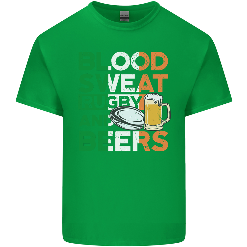 Blood Sweat Rugby and Beers Ireland Funny Mens Cotton T-Shirt Tee Top Irish Green