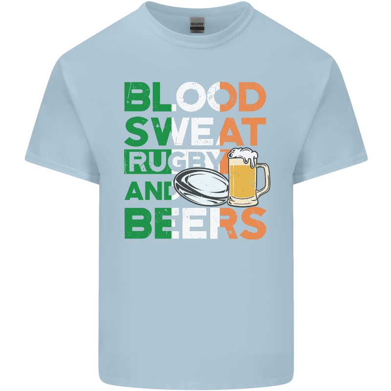 Blood Sweat Rugby and Beers Ireland Funny Mens Cotton T-Shirt Tee Top Light Blue