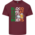 Blood Sweat Rugby and Beers Ireland Funny Mens Cotton T-Shirt Tee Top Maroon