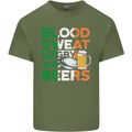 Blood Sweat Rugby and Beers Ireland Funny Mens Cotton T-Shirt Tee Top Military Green
