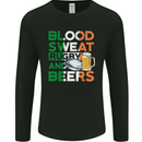 Blood Sweat Rugby and Beers Ireland Funny Mens Long Sleeve T-Shirt Black