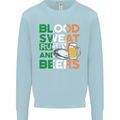 Blood Sweat Rugby and Beers Ireland Funny Mens Sweatshirt Jumper Light Blue