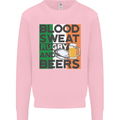 Blood Sweat Rugby and Beers Ireland Funny Mens Sweatshirt Jumper Light Pink