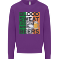 Blood Sweat Rugby and Beers Ireland Funny Mens Sweatshirt Jumper Purple
