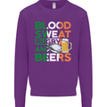 Blood Sweat Rugby and Beers Ireland Funny Mens Sweatshirt Jumper Purple