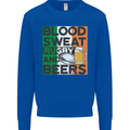 Blood Sweat Rugby and Beers Ireland Funny Mens Sweatshirt Jumper Royal Blue