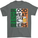 Blood Sweat Rugby and Beers Ireland Funny Mens T-Shirt Cotton Gildan Charcoal