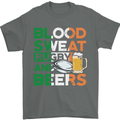 Blood Sweat Rugby and Beers Ireland Funny Mens T-Shirt Cotton Gildan Charcoal