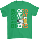 Blood Sweat Rugby and Beers Ireland Funny Mens T-Shirt Cotton Gildan Irish Green