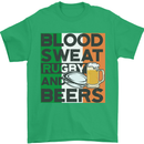 Blood Sweat Rugby and Beers Ireland Funny Mens T-Shirt Cotton Gildan Irish Green