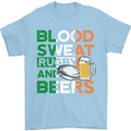 Blood Sweat Rugby and Beers Ireland Funny Mens T-Shirt Cotton Gildan Light Blue