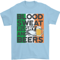 Blood Sweat Rugby and Beers Ireland Funny Mens T-Shirt Cotton Gildan Light Blue