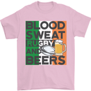 Blood Sweat Rugby and Beers Ireland Funny Mens T-Shirt Cotton Gildan Light Pink