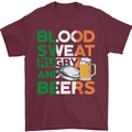 Blood Sweat Rugby and Beers Ireland Funny Mens T-Shirt Cotton Gildan Maroon