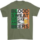 Blood Sweat Rugby and Beers Ireland Funny Mens T-Shirt Cotton Gildan Military Green