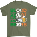 Blood Sweat Rugby and Beers Ireland Funny Mens T-Shirt Cotton Gildan Military Green