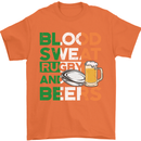 Blood Sweat Rugby and Beers Ireland Funny Mens T-Shirt Cotton Gildan Orange