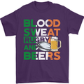 Blood Sweat Rugby and Beers Ireland Funny Mens T-Shirt Cotton Gildan Purple
