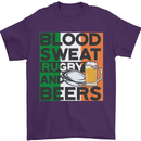 Blood Sweat Rugby and Beers Ireland Funny Mens T-Shirt Cotton Gildan Purple