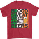 Blood Sweat Rugby and Beers Ireland Funny Mens T-Shirt Cotton Gildan Red