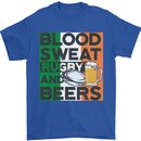 Blood Sweat Rugby and Beers Ireland Funny Mens T-Shirt Cotton Gildan Royal Blue