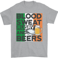 Blood Sweat Rugby and Beers Ireland Funny Mens T-Shirt Cotton Gildan Sports Grey