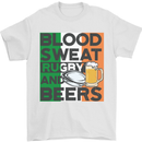 Blood Sweat Rugby and Beers Ireland Funny Mens T-Shirt Cotton Gildan White