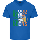 Blood Sweat Rugby and Beers Ireland Funny Mens V-Neck Cotton T-Shirt Royal Blue