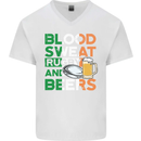 Blood Sweat Rugby and Beers Ireland Funny Mens V-Neck Cotton T-Shirt White