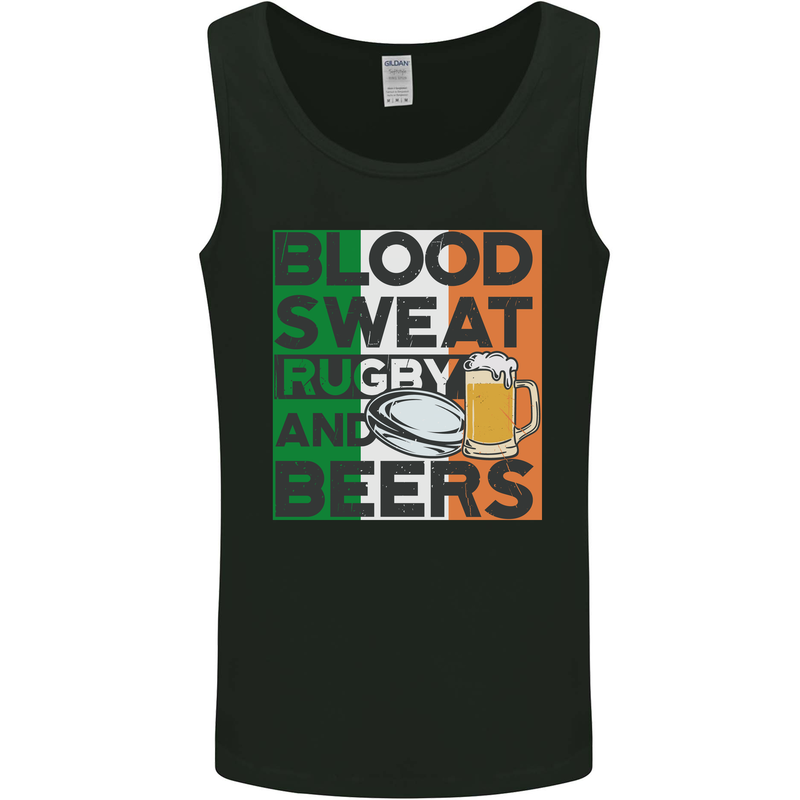 Blood Sweat Rugby and Beers Ireland Funny Mens Vest Tank Top Black