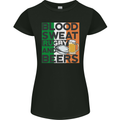 Blood Sweat Rugby and Beers Ireland Funny Womens Petite Cut T-Shirt Black