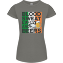 Blood Sweat Rugby and Beers Ireland Funny Womens Petite Cut T-Shirt Charcoal
