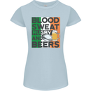 Blood Sweat Rugby and Beers Ireland Funny Womens Petite Cut T-Shirt Light Blue