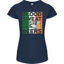 Blood Sweat Rugby and Beers Ireland Funny Womens Petite Cut T-Shirt Navy Blue