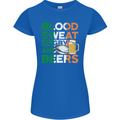Blood Sweat Rugby and Beers Ireland Funny Womens Petite Cut T-Shirt Royal Blue