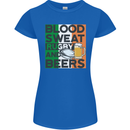 Blood Sweat Rugby and Beers Ireland Funny Womens Petite Cut T-Shirt Royal Blue