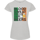 Blood Sweat Rugby and Beers Ireland Funny Womens Petite Cut T-Shirt Sports Grey