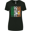 Blood Sweat Rugby and Beers Ireland Funny Womens Wider Cut T-Shirt Black