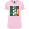 Blood Sweat Rugby and Beers Ireland Funny Womens Wider Cut T-Shirt Light Pink
