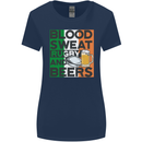 Blood Sweat Rugby and Beers Ireland Funny Womens Wider Cut T-Shirt Navy Blue