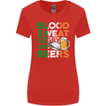 Blood Sweat Rugby and Beers Ireland Funny Womens Wider Cut T-Shirt Red