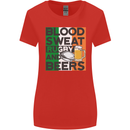 Blood Sweat Rugby and Beers Ireland Funny Womens Wider Cut T-Shirt Red