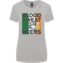 Blood Sweat Rugby and Beers Ireland Funny Womens Wider Cut T-Shirt Sports Grey