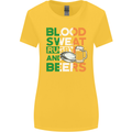 Blood Sweat Rugby and Beers Ireland Funny Womens Wider Cut T-Shirt Yellow